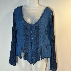 Midnight blue mid-evil long sleeve top